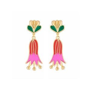 N2xRoca Balboa Lily Flower Dangling Clip Earrings